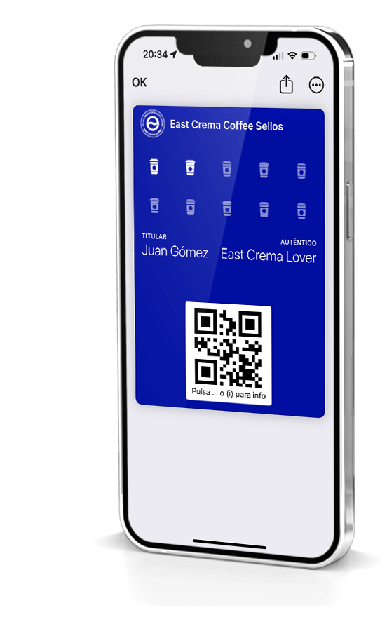 Tarjeta de fidelización wallet móvil East Crema Coffee